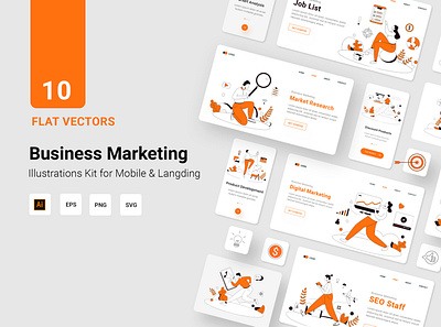 Marketing Vector Illustration Flat Line business character concept design health illustration isometric landing online vector website