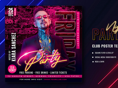 Club Party Poster Template branding