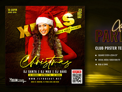 Merry Christmas Party Poster Template