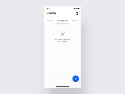 Splitbee – Mobile app animation banking bill cards fintech interaction microinteractions payment pull pull to refresh refresh request split swipe transfer