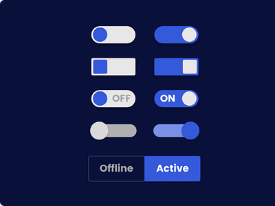 Toggle On/Off Switches Daily UI Day 15 button buttons daily ui daily ui challenge design learning design off on on off button on off switch switch toggle toggles ui web ui