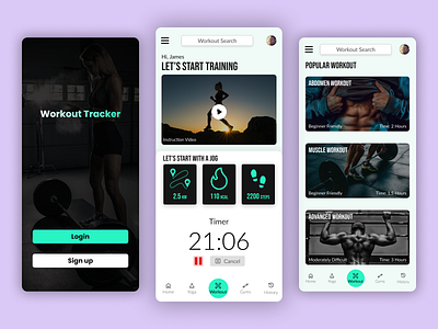 Workout Tracker Application animation application best designs center daily ui daily ui challenge design fitness gym health illustration learning design mobile personal fitness tracker ui uiux web ui workout yoga