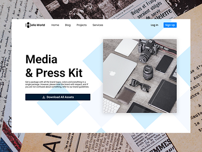 Press & Media Kit application daily ui design front page hero section kit landing logo material media minimal minimalistic mobile modern responsive top page ui utility ux website