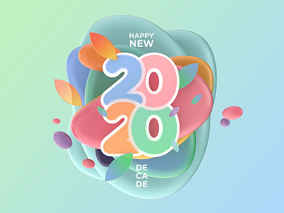 Happy New Decade 2020 2020 trend 3d art abstract art bubbles cinema 4d color colour design illustration johannesburg modisana south africa vray