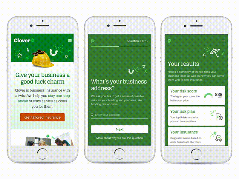 Small Business Insurance That Cares branding concept mobile ui web