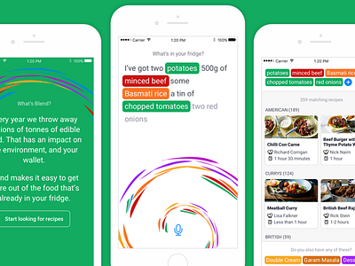 Blend - Voice UI to discover recipes app conversational discovery recipe ui voice