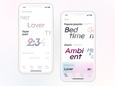 Typographic SoundCloud Concept app app design app redesign design design concept mobile ui player playlists soundcloud typography ui ux