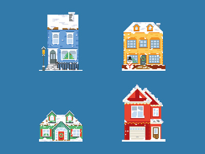 Pixel Christmas Houses building christmas design festive house illustraion illustrator pixel pixelart santa vector