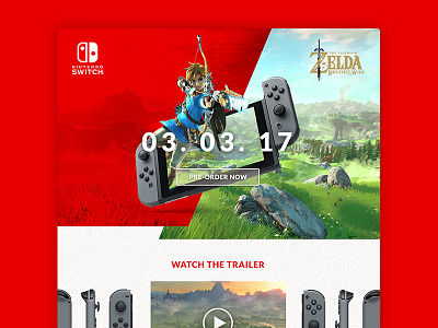 Nintendo Switch & Zelda - Web Concept concept design digital landing page nintendo product red redesign switch video game web zelda