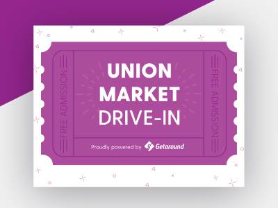 Union Market Drive In Event Flyer cars drive in free admission keepsake movies summer ticket