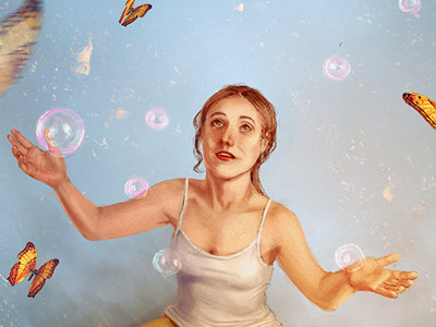 Bubbles - digital painting art blue bubbles butterflies digital art digital painting painting