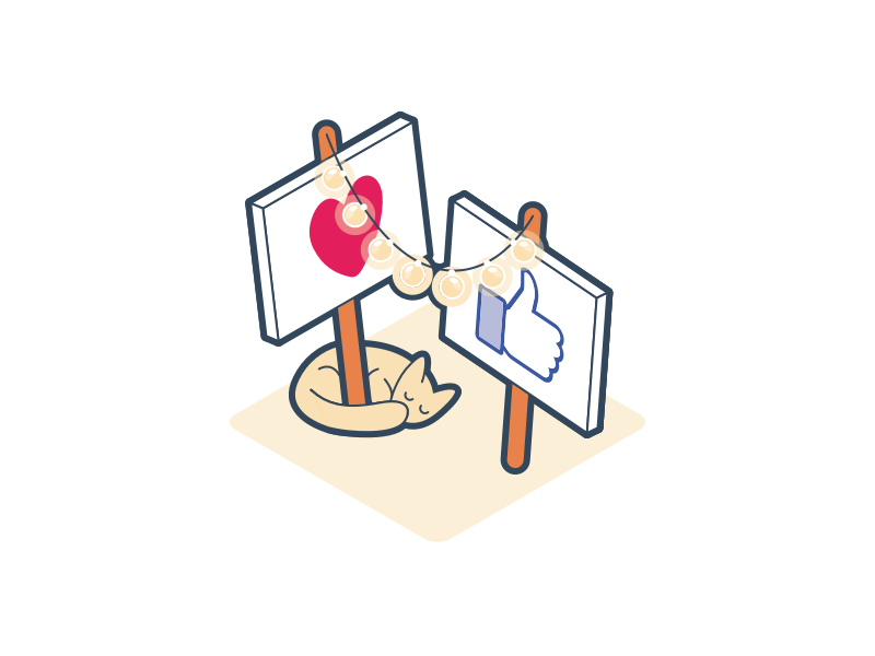 Social twitter instagram facebook like heart post kitten cat string lights sign social