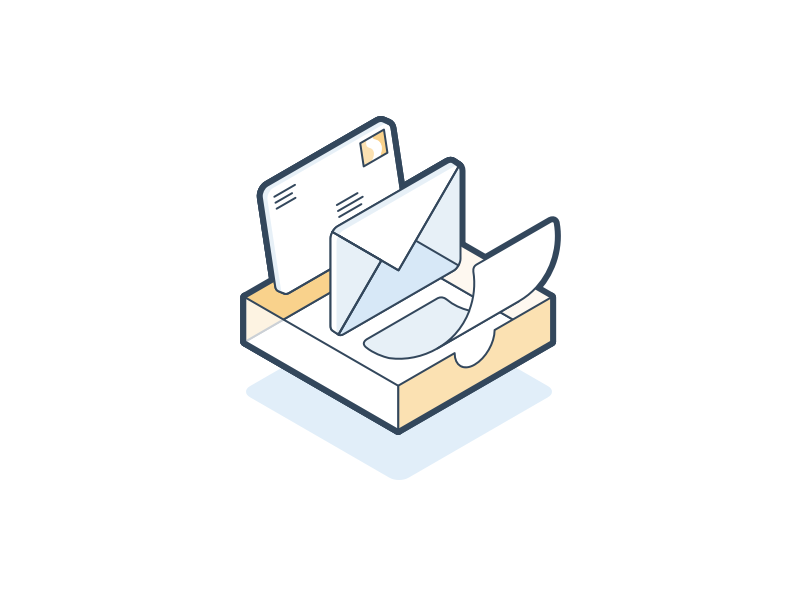Inbox light yellow box tilt fly curl paper page float letter mail inbox
