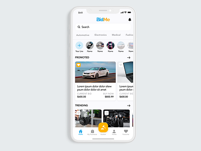 BidMe App bidding e commerce mobile app offers shopping ui user experience user interface ux