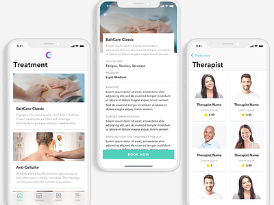 BaitCare Massage App design ios massage mobile app therapist therapy treatment ui uiux design user experience user interface ux