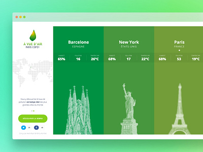 À vue d'air climate cop21 design flat green monument paris ui user interface ux website