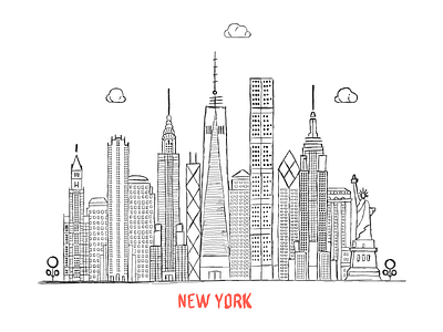 New York City Skyline apple pencil art design illustration ipad pro new york city nyc scrappy skyline
