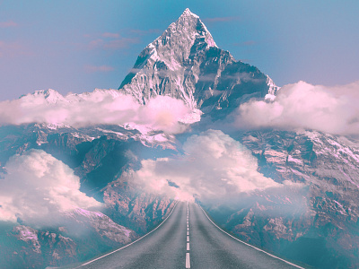 Road to the mountain design double exposure illustration photoshop