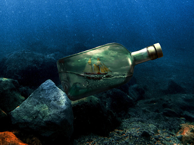 A ship in a bottle digital art graphic designing photo composititing photo manipulation photoshop