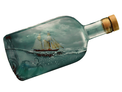 Ship in a bottle digital art graphic design photo compositing photo composititing photoshop