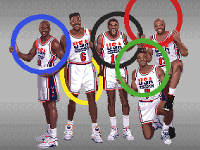 1992 Usa Dream Team By Pixel Hall Of Fame On Dribbble