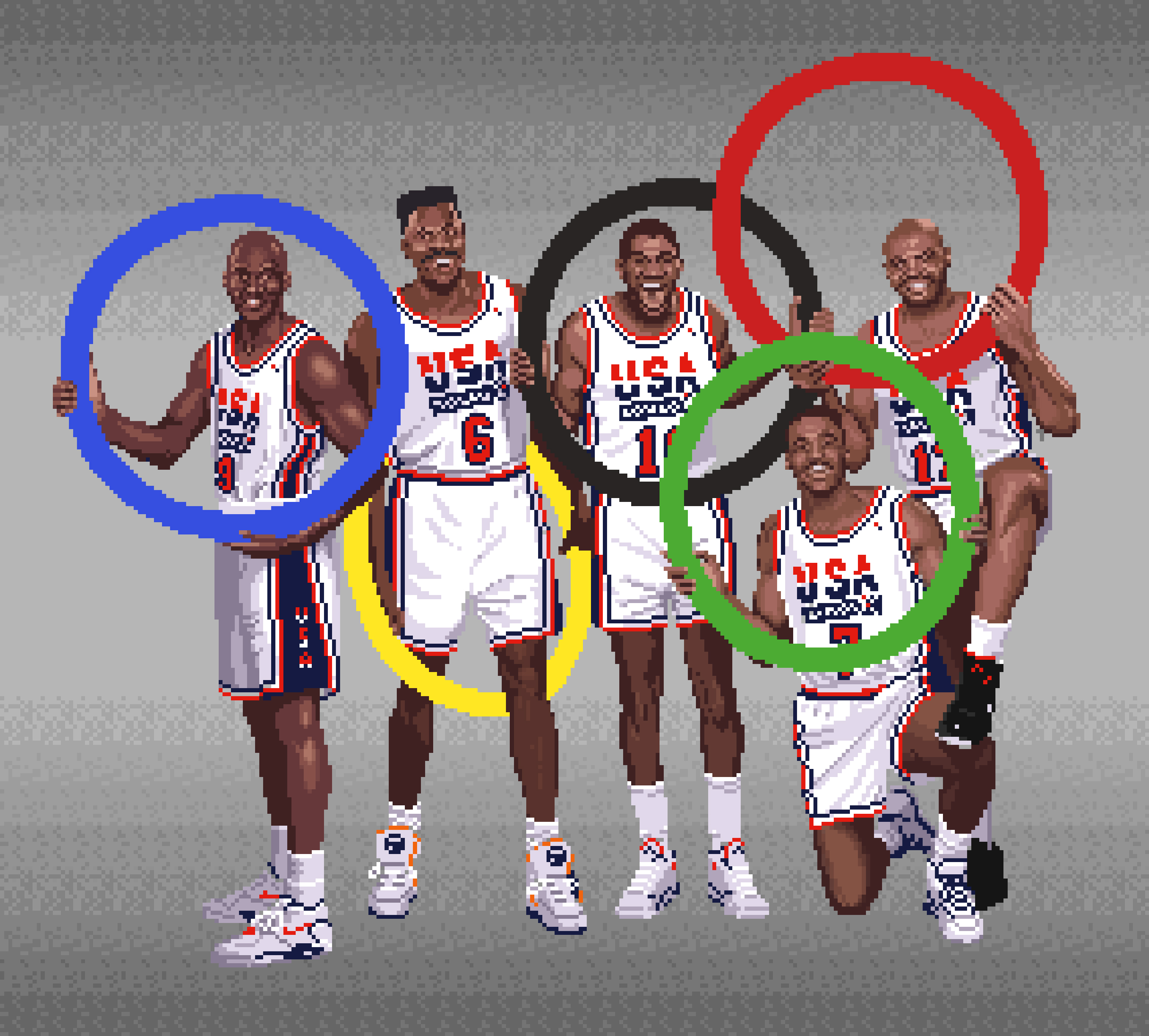 Pixel Hall Of Fame Projects 1992 Usa Dream Team Dribbble