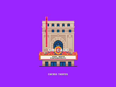 Chicago Theater 8 bit 8 bit art architecture chicago illustration photoshop pixel pixel art pixels