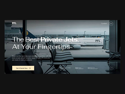 Dynamic Landing page - Private Jets company - PFL animation creative design dynamic fleet home homepage jet jetpack landing private product design testimonials ui ux values