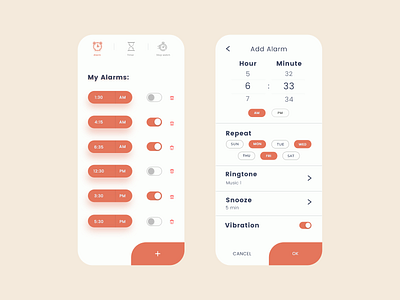 Alarm App - UX/UI Design 2019 2020 alarm app design iphone product design redesign stopwatch time timer ui ux