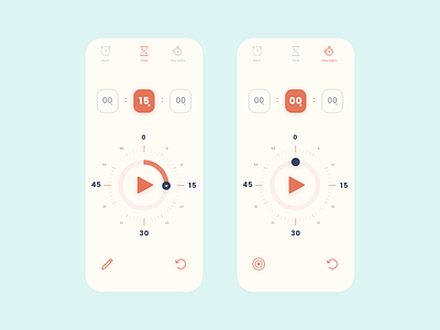 Timer ⌛ and Stopwatch ⏰ App alarm app icon seconds simple stopwatch time timer ui ux