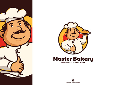 Master Bakery design icon illustration logo mascot vector