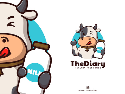 Cow Dairy Milk Logo Illustration graphic design icon illustration logo mascot vector