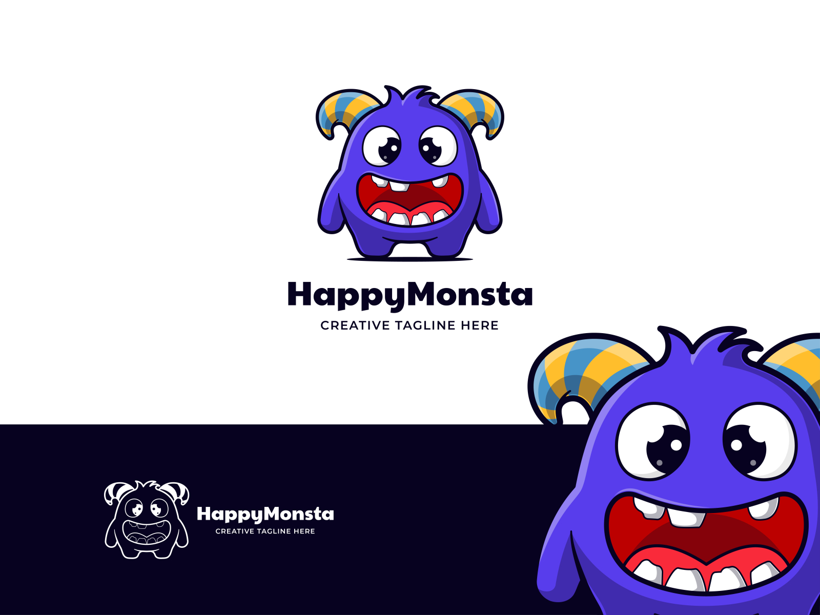 Happy Monsta Logo Icon Illustration By Sebelas Studio On Dribbble