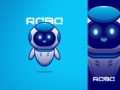 Flying Robo design icon illustration logo mascot vector