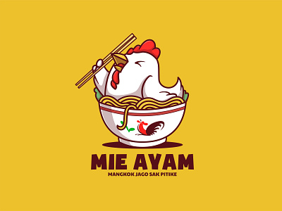 Mie Ayam a.k.a Chicken Noodle design icon illustration logo mascot vector
