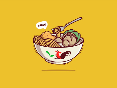 A Bowl of Meatball design icon illustration logo mascot vector