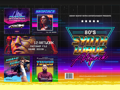 80s Synthwave Square Artpack Template 80s 90s flyer glitch neonoir rad retro retrowave synthpop synthwave template vhs