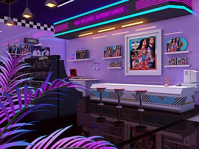 80's Records Store 1980s 80s aesthetic cassette eighties outrun rad retrowave synthwave vaporwave