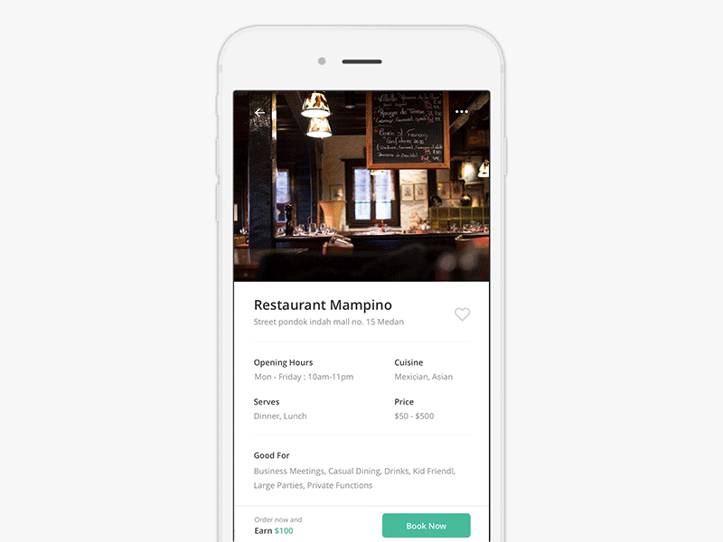 Exploration - Interaction Restaurant Reservation animation booking clean food interaction ios minimal motion reservation restaurant ui minimalist ux