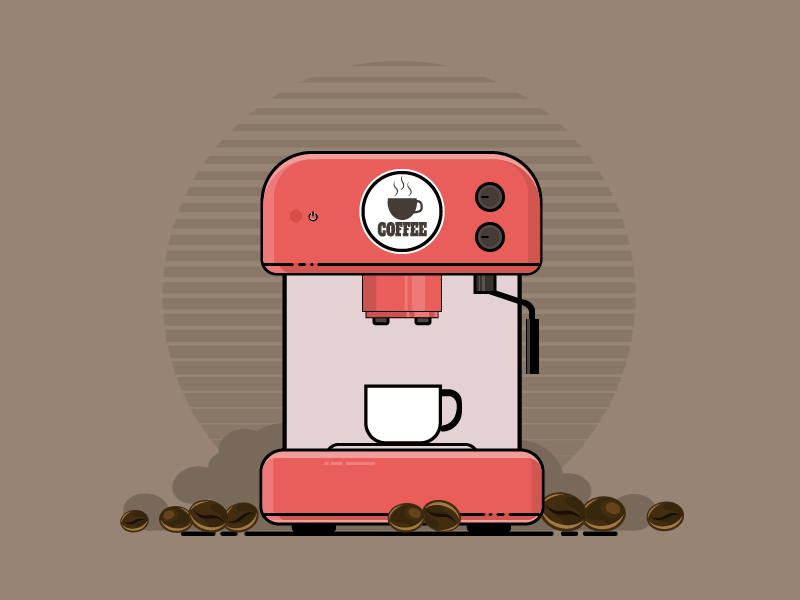 Coffee Machine after effects animation character coffee cup gif illustration invite kitchen machine motion graphics steam