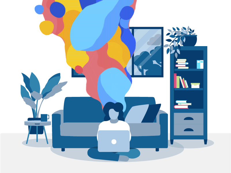 Designers Mind With Colorful Ideas.... after effect animation character colors gif illustration invite mind motion graphic peace room ui
