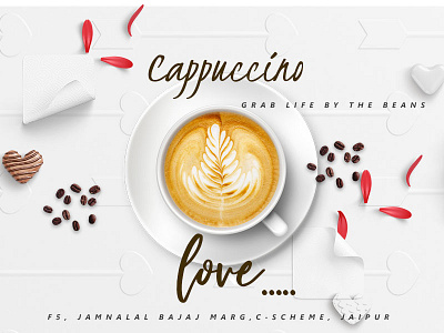 Cappuccino - Grab Life By The Beans advertising art branding coffee dribbble flat design flat illustration illustration marketing photoshop social media ui