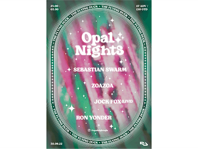 Opal Nights Poster adobe club night design ethereal graphic design illustration illustrator logo poster