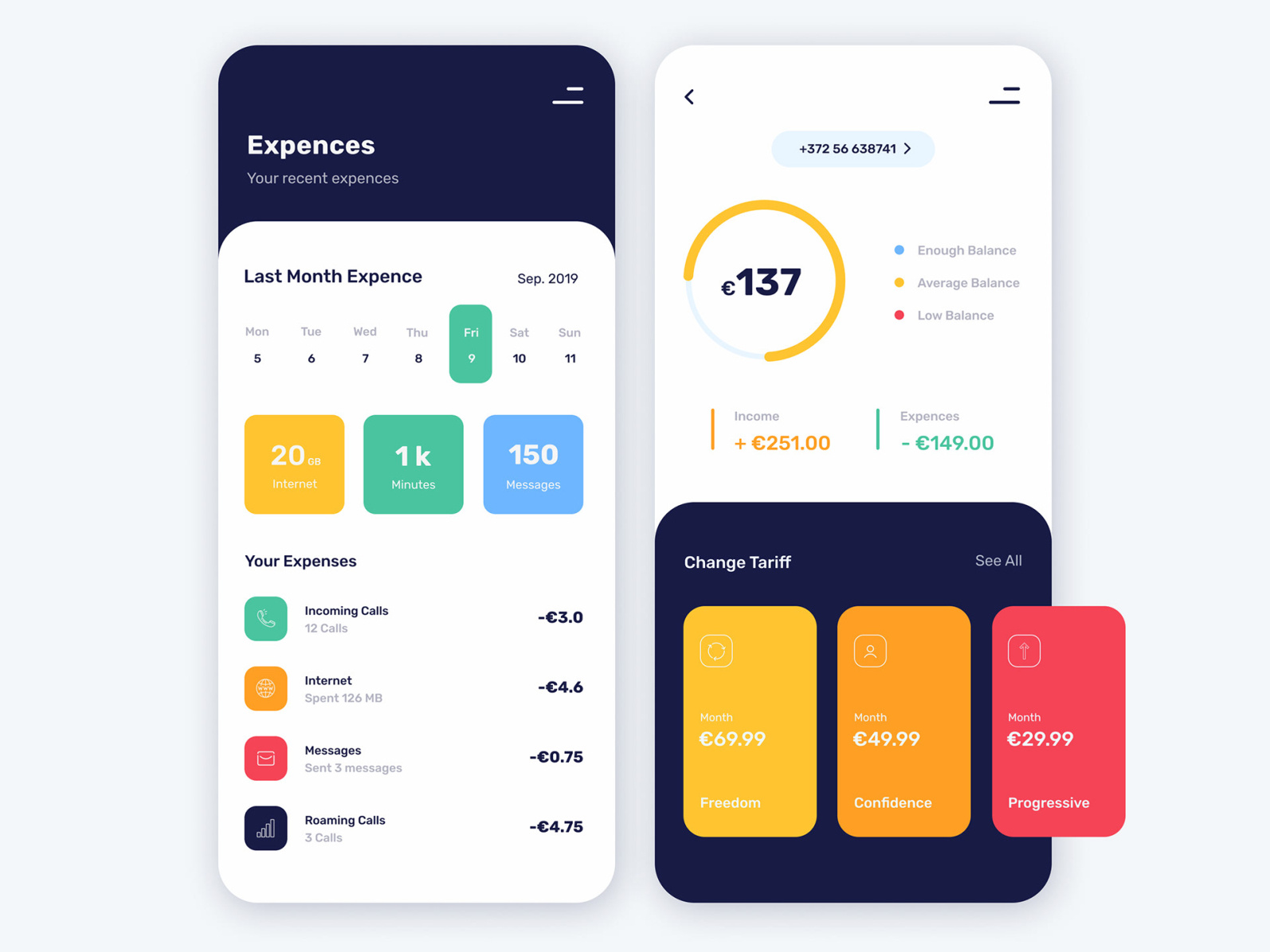 Phone management app by Volodymyr Shyshla on Dribbble