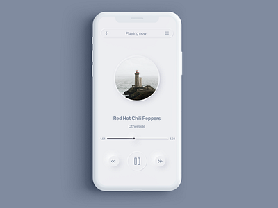 Minimalistic Music Player app apple colors design digital minimalist mobile mobile ui music music player neumorphism shadow skeumorphic ui uiux white