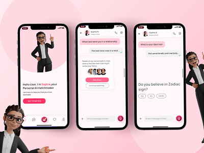 An AI-powered Dating application app design illustration ui ux web design