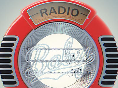 3D retro badge 3d badge neon radio retro vintage
