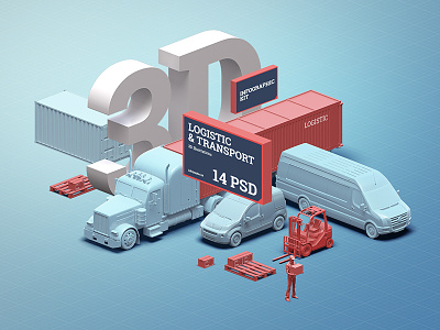 3D infographics kit 3d cargo infographic isometric kit tranport