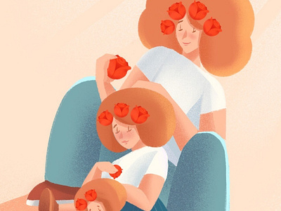 Mother and daughter illustration graphic design illustration