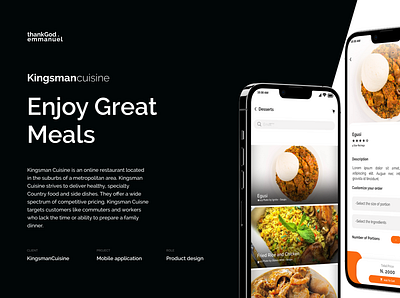 Kingsman Cuisine - Mobile restaurant app figma photoshop product design restaurant ui ux